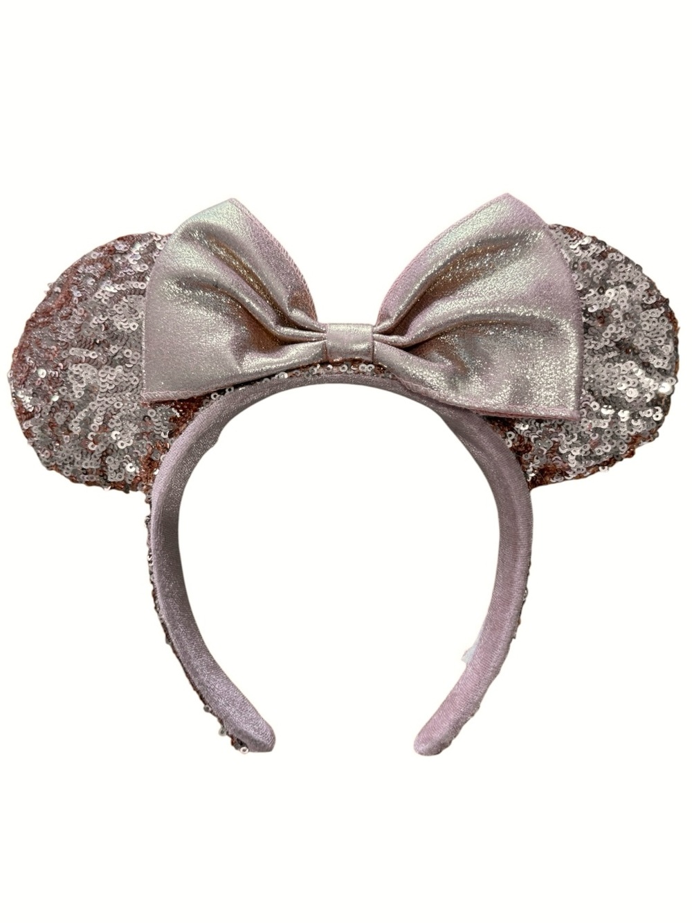 Disney Parks Minnie Mouse Rose Gold Sequin Ears Bow Headband